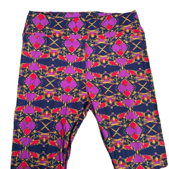 LuLaRoe Southwestern Country Purple Navy Blue Pink Leggings Tall & Curvy TC New - Picture 2 of 5